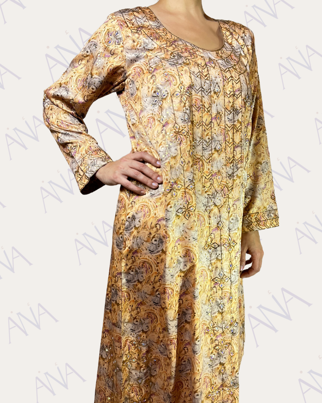 Ana Gold Full Crystal Dress