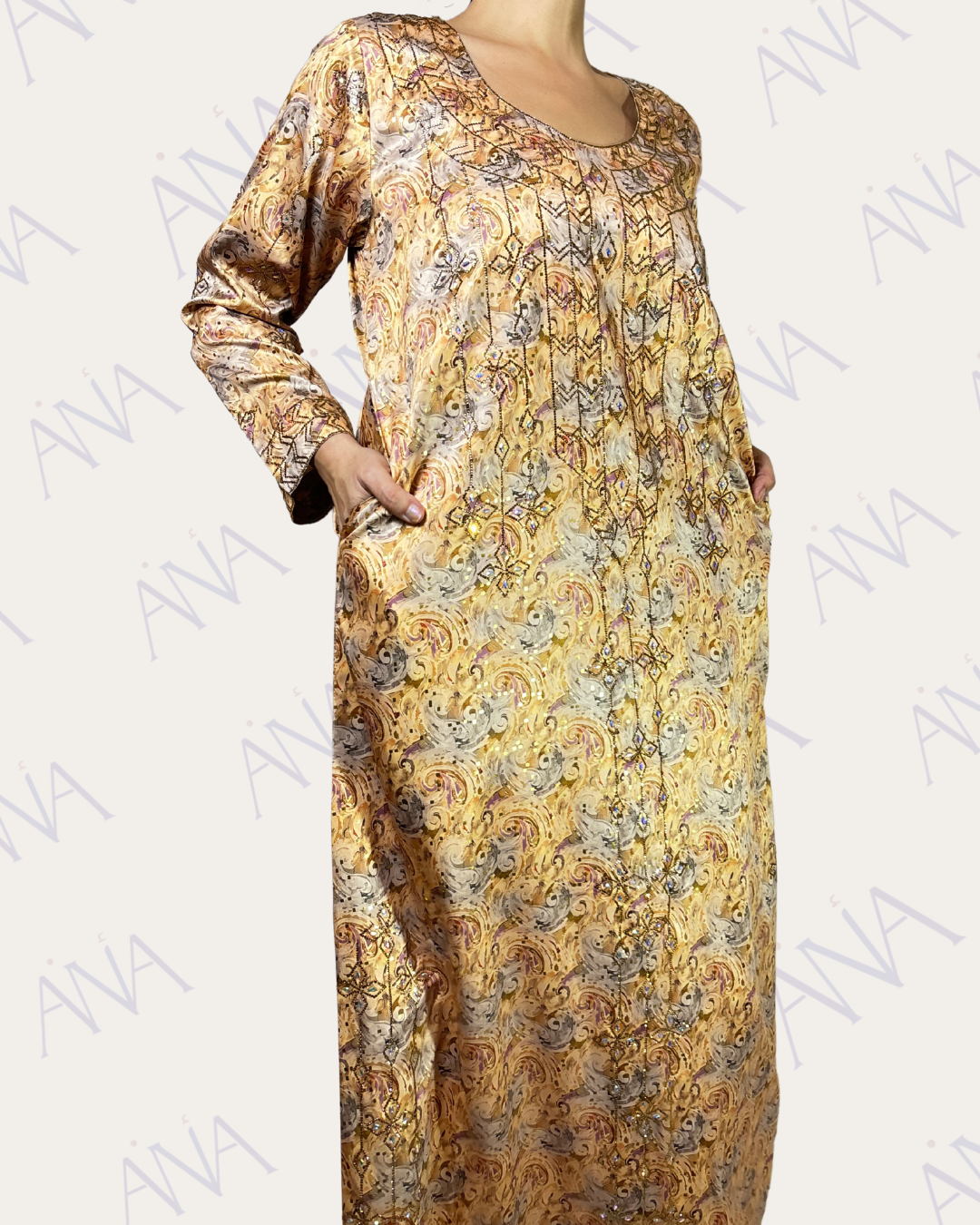 Ana Gold Full Crystal Dress