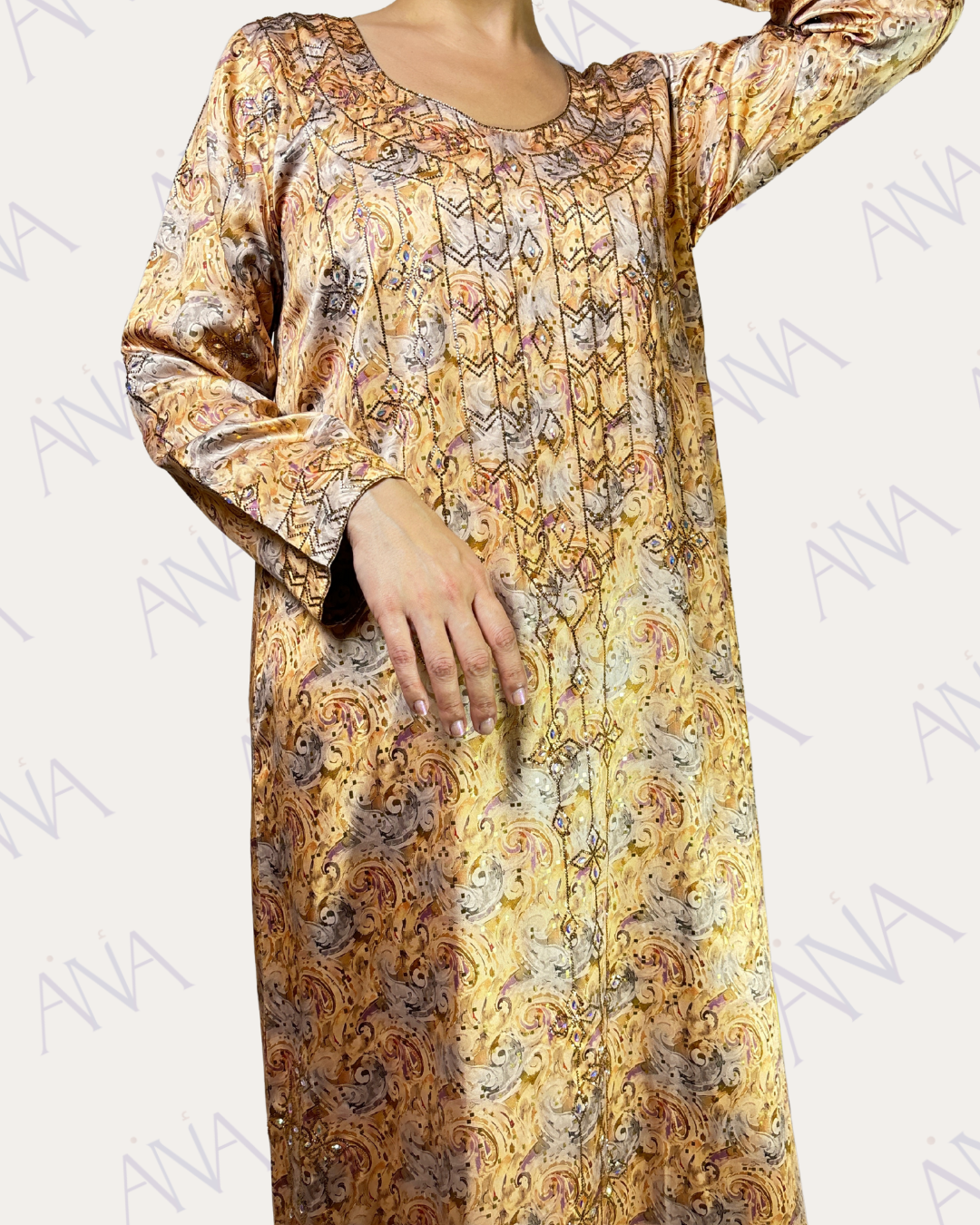 Ana Gold Full Crystal Dress