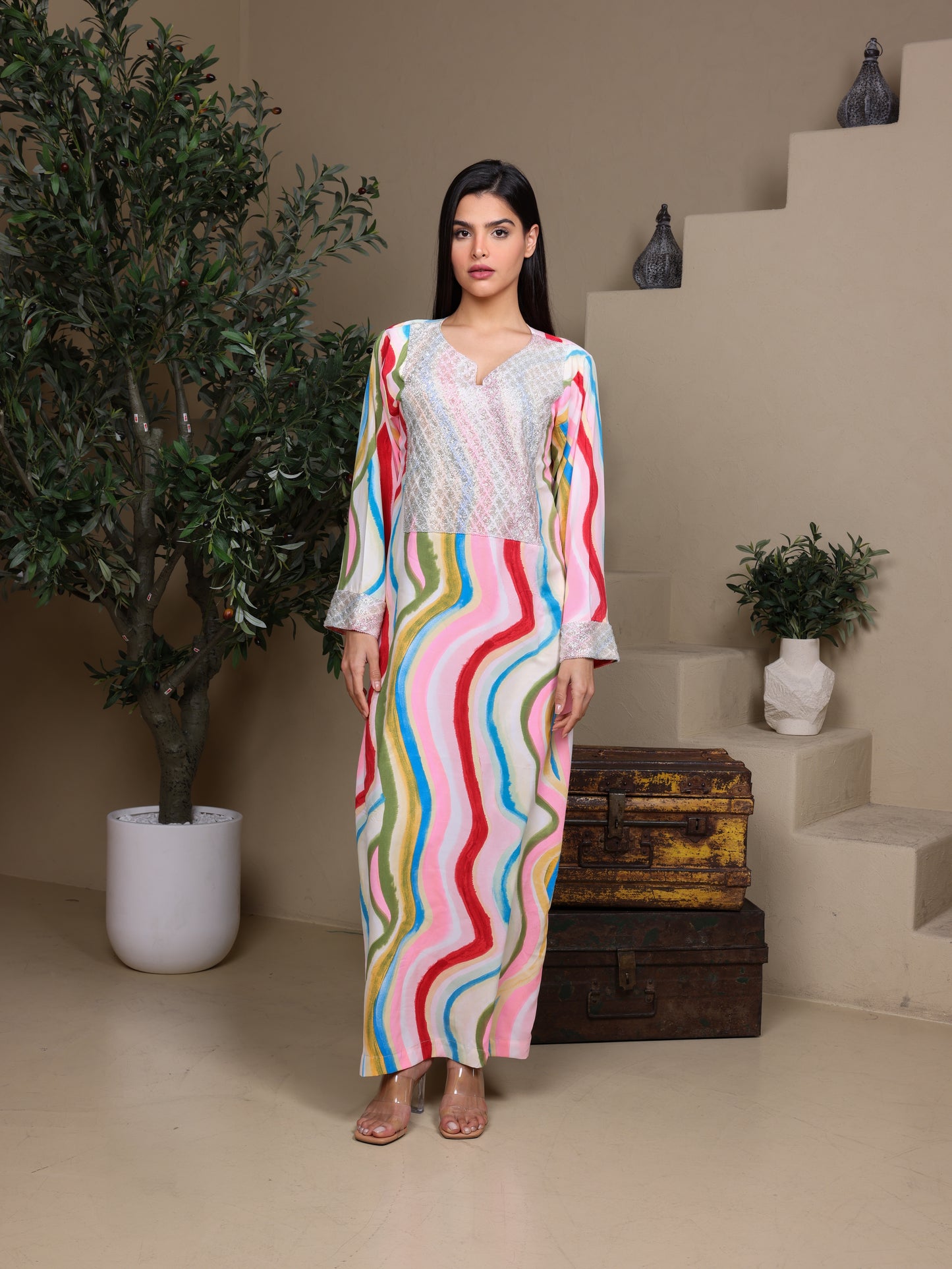 Rainbow Wave Modest Jalabiya