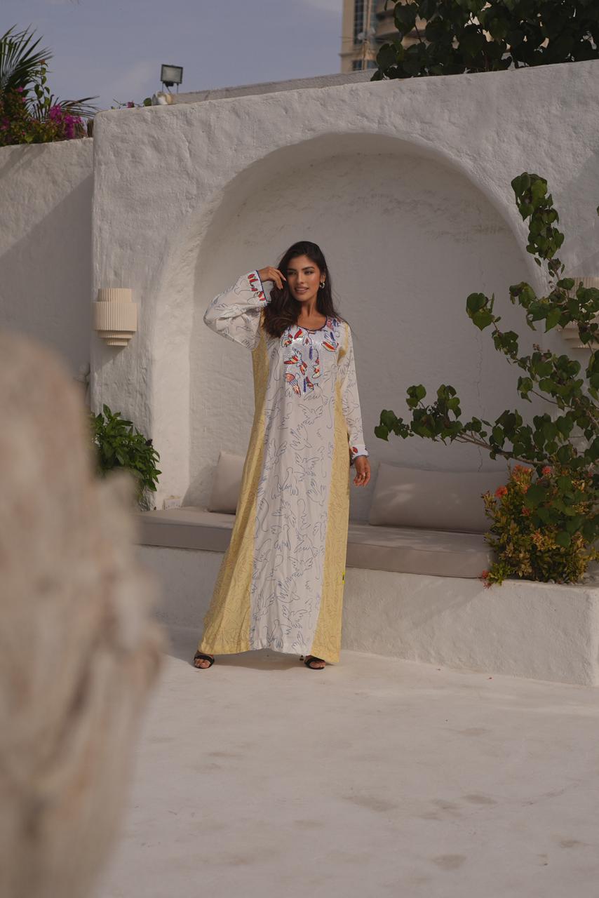 Artisan Beaded in White Jalabiya