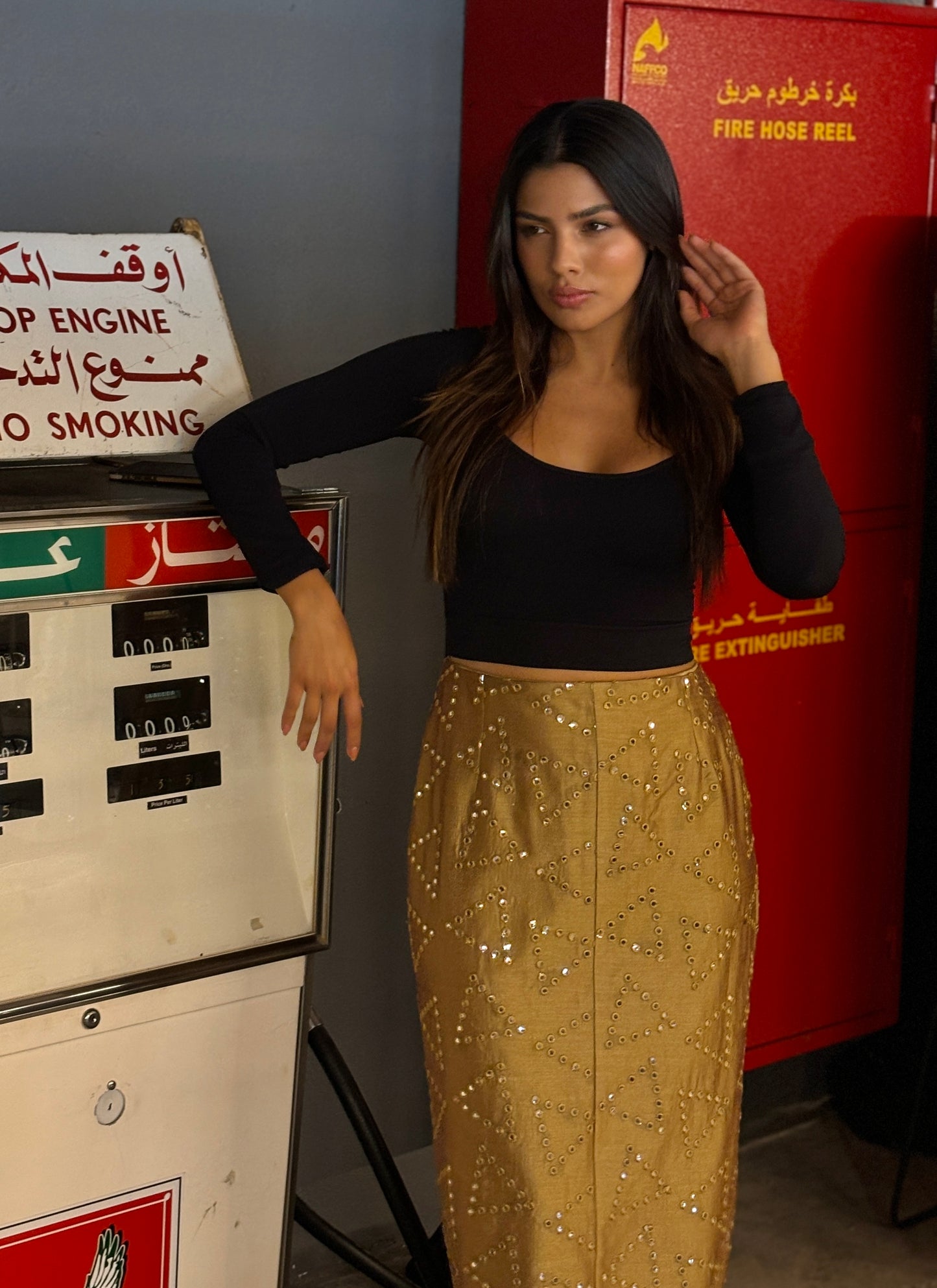 Ana Gold Sequence Skirt