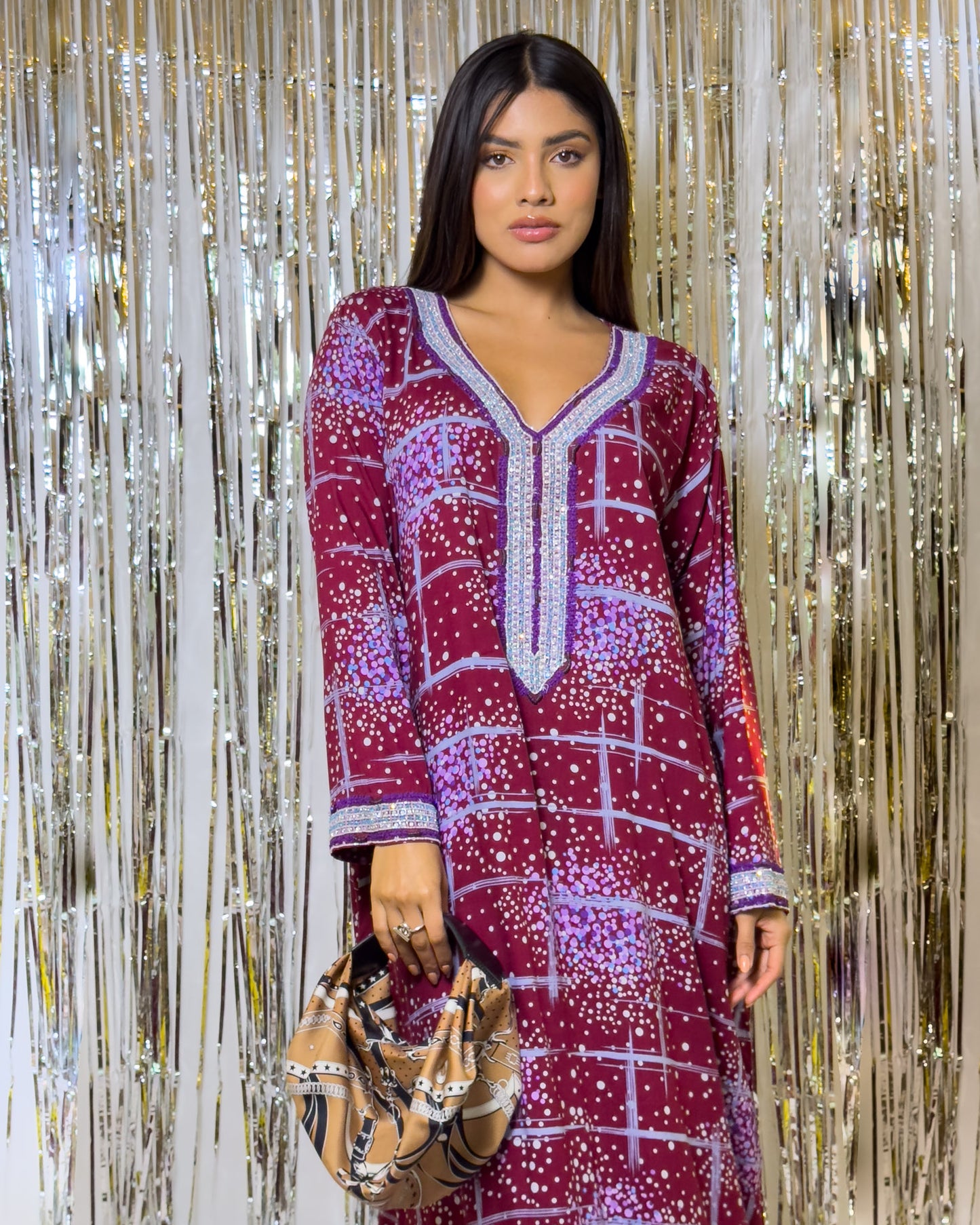 Ana Maroon & Violet Dress