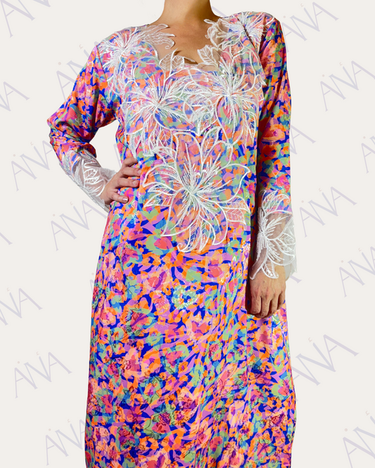 Ana Multi Color White Dantel