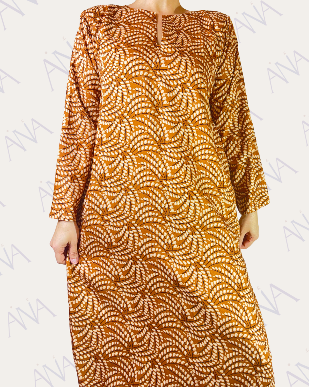 Ana Simple Brown & White Dress