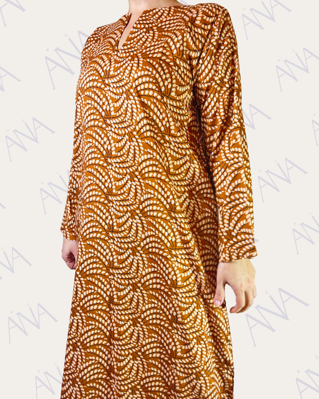 Ana Simple Brown & White Dress