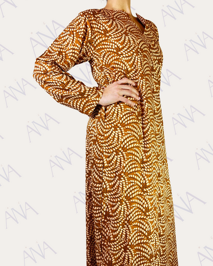 Ana Simple Brown & White Dress