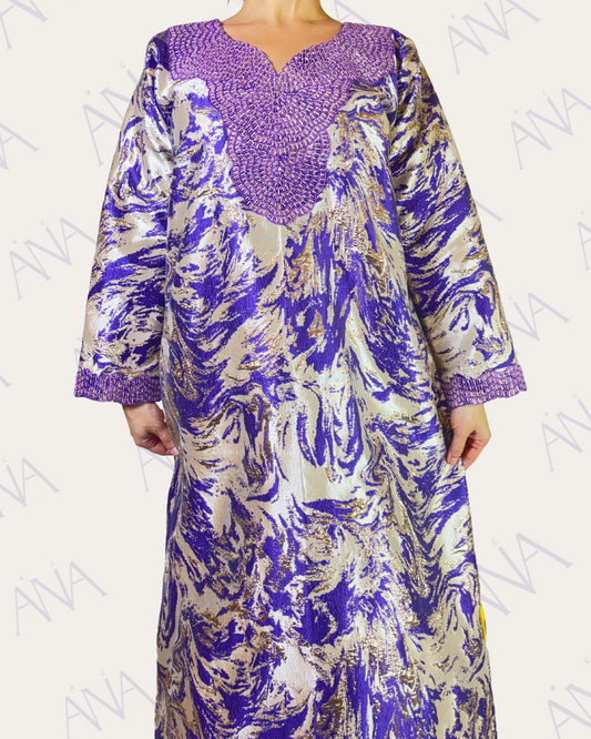 Ana Purple & White Jacaratt Dress