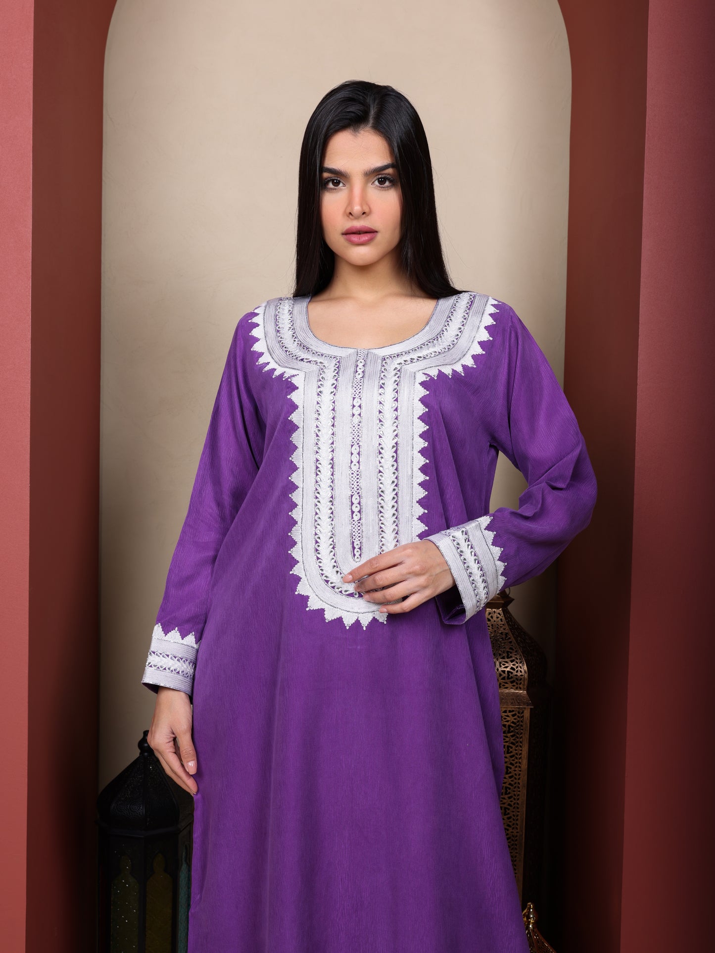 Purple with White Stitching Jalabiya
