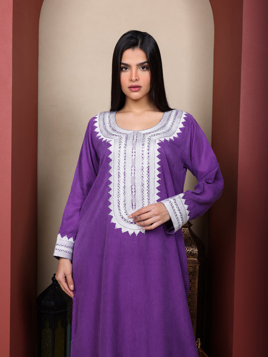 Purple with White Stitching Jalabiya