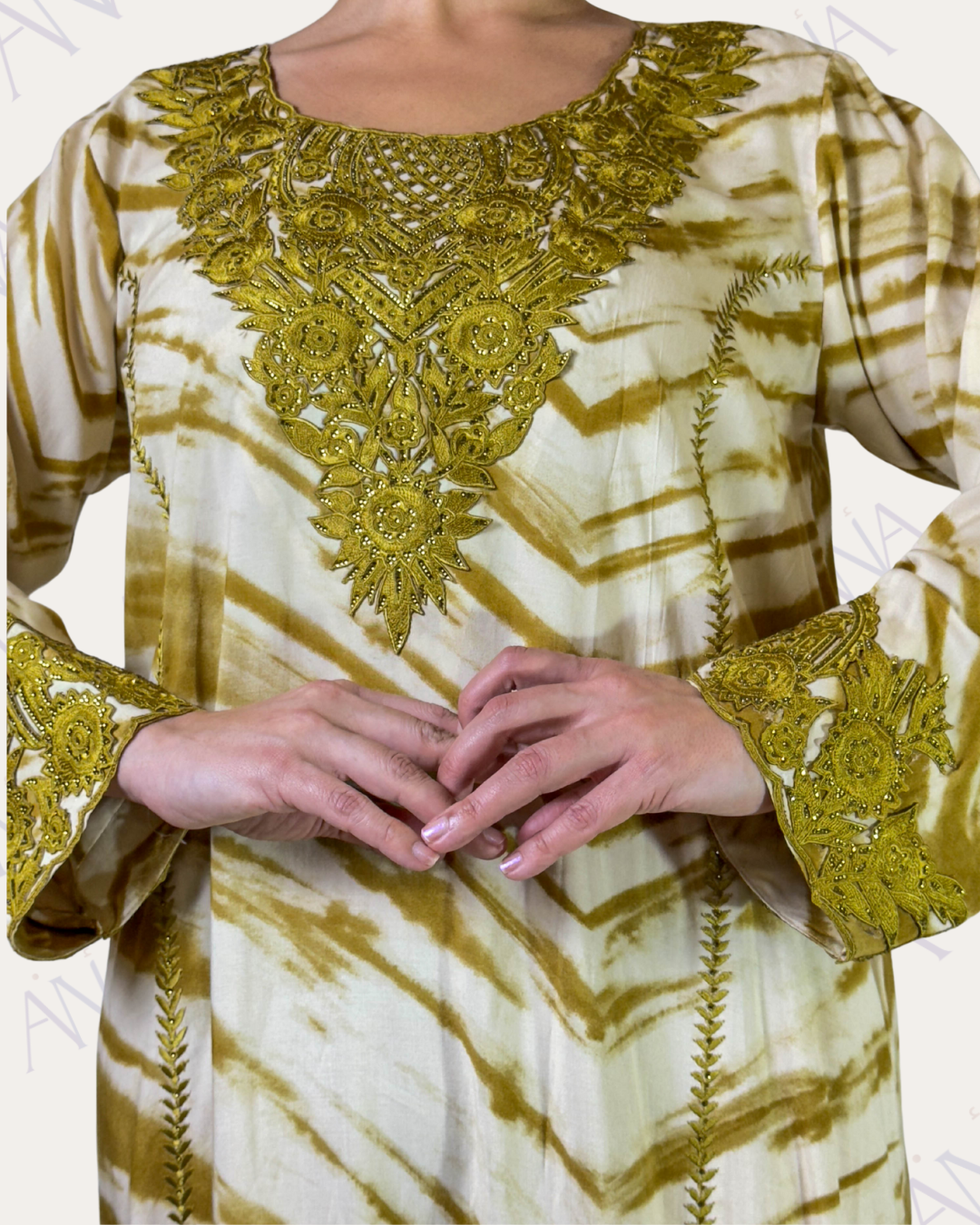 Ana Gold Neckline Dress