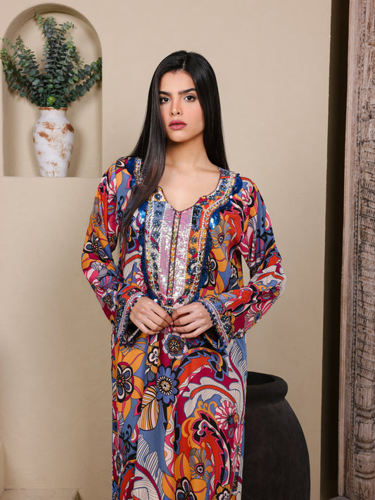 Bold Print Jalabiya