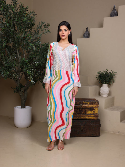 Rainbow Wave Modest Jalabiya