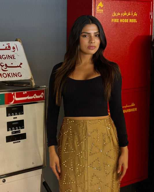 Ana Gold Sequence Skirt