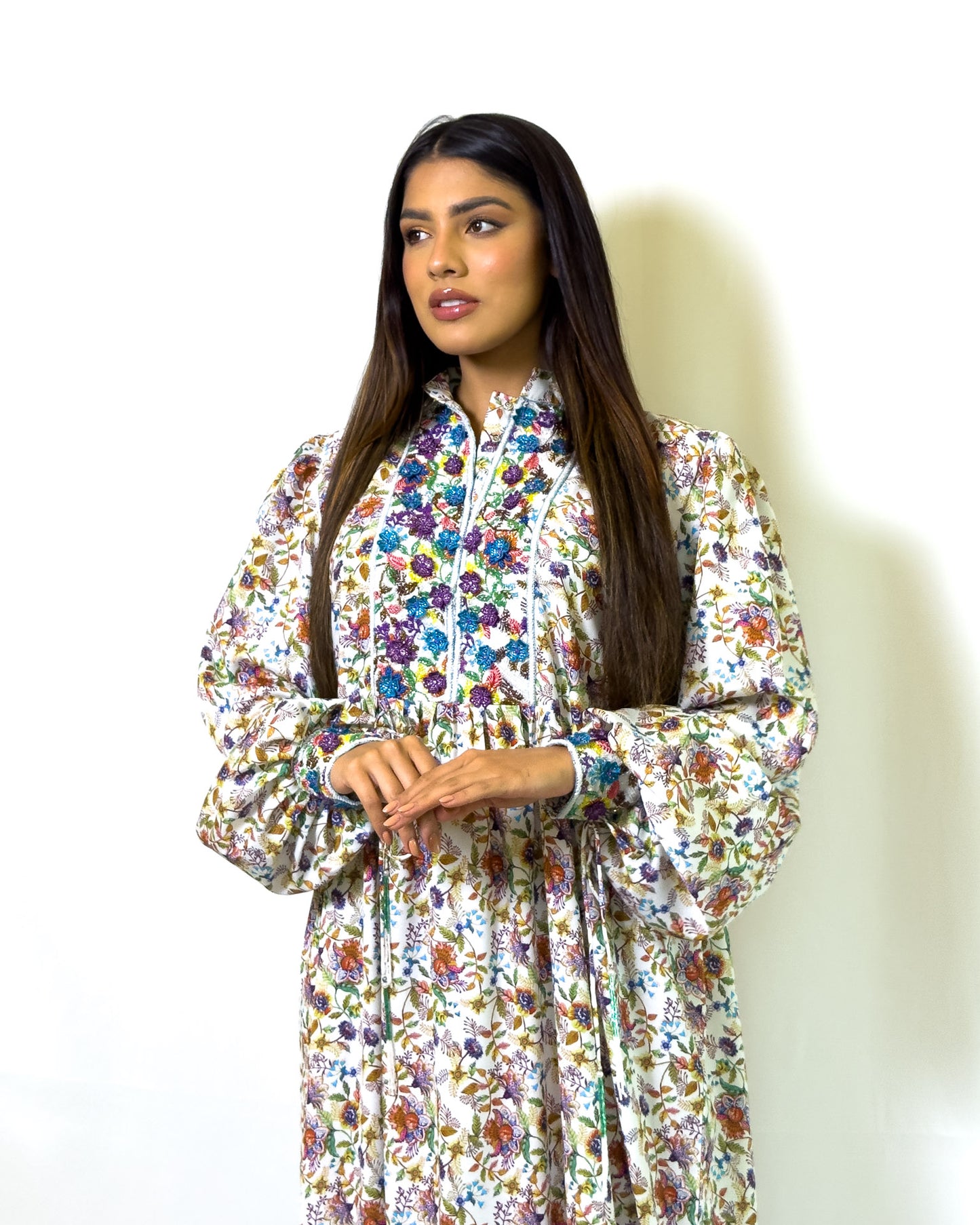 Ana Floral High Neck Dress