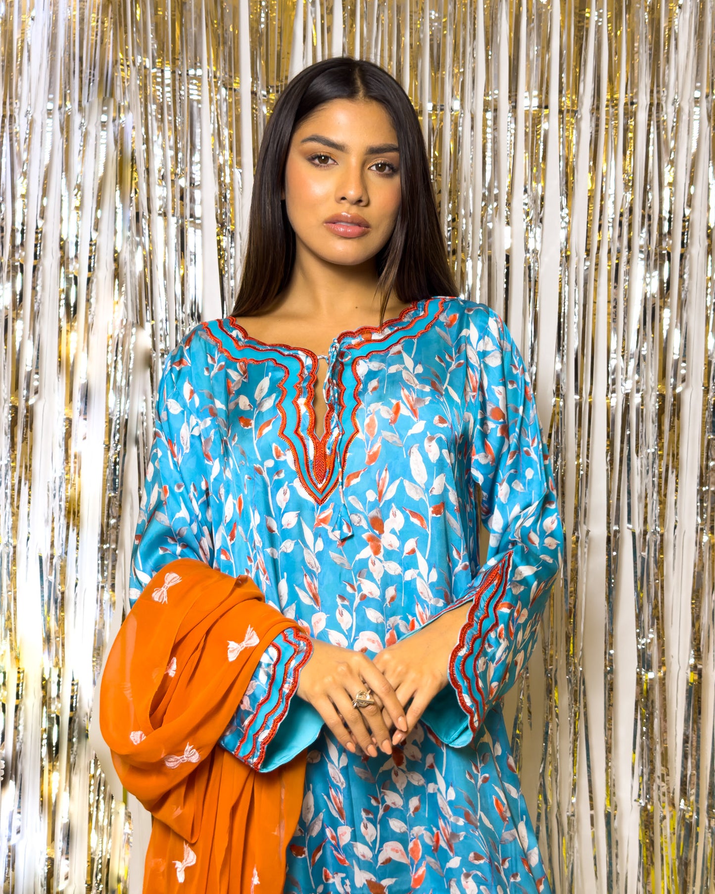 Ana Blue & Orange Lining Dress