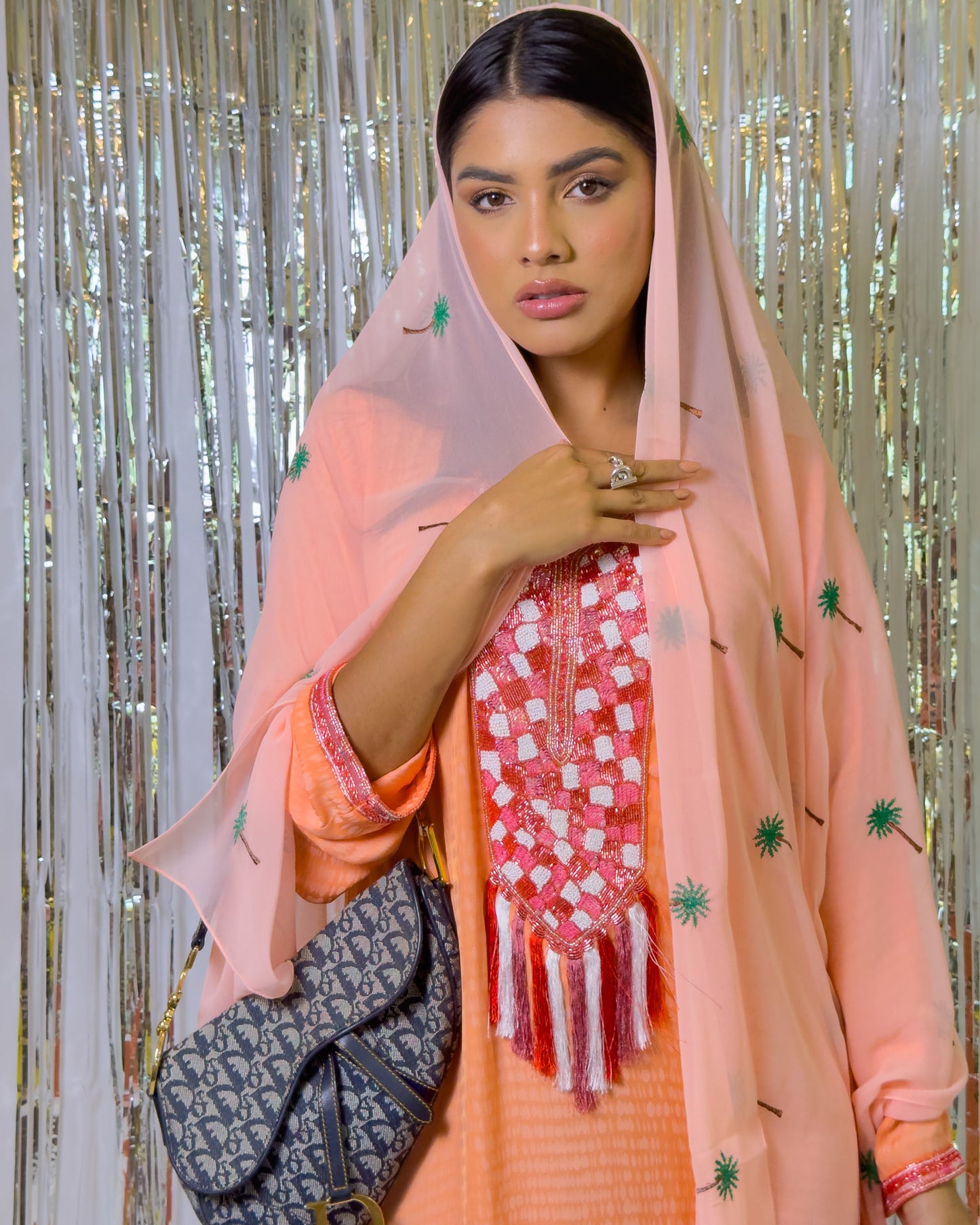 Ana Orange with Red Tassel Dress