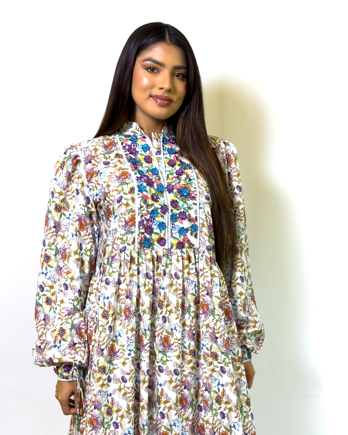 Ana Floral High Neck Dress