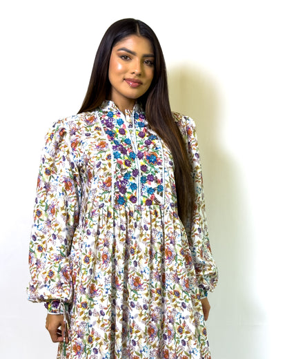Ana Floral High Neck Dress