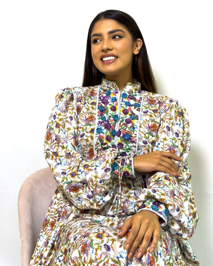 Ana Floral High Neck Dress