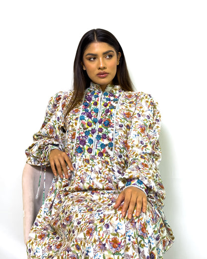 Ana Floral High Neck Dress