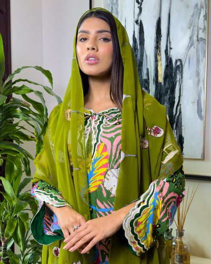 Ana Green Leaf Dress