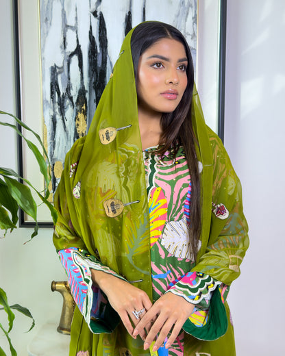 Ana Green Leaf Dress