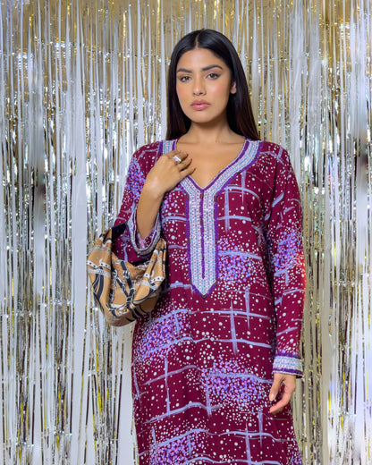 Ana Maroon & Violet Dress