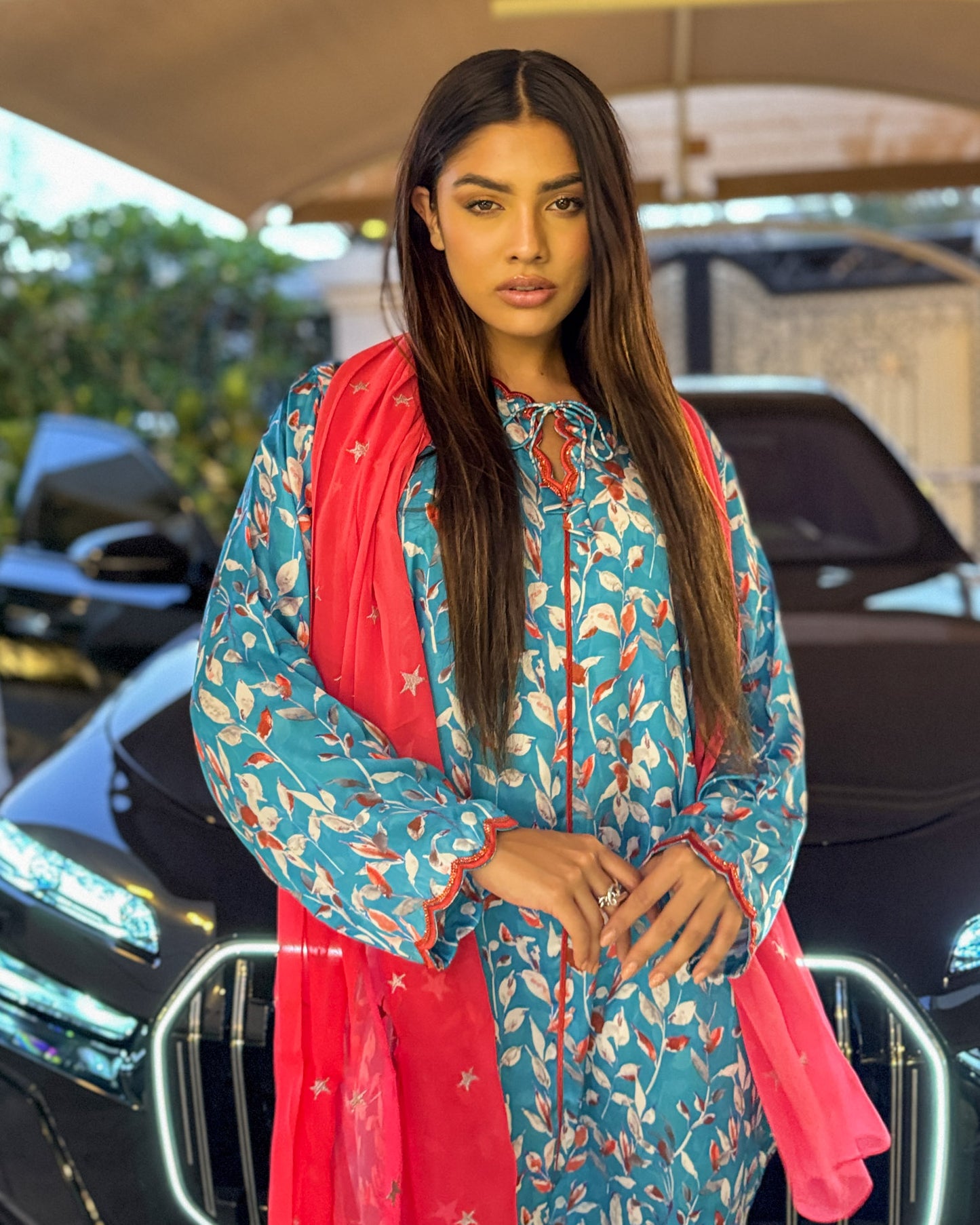 Ana Blue & Orange Lining Dress